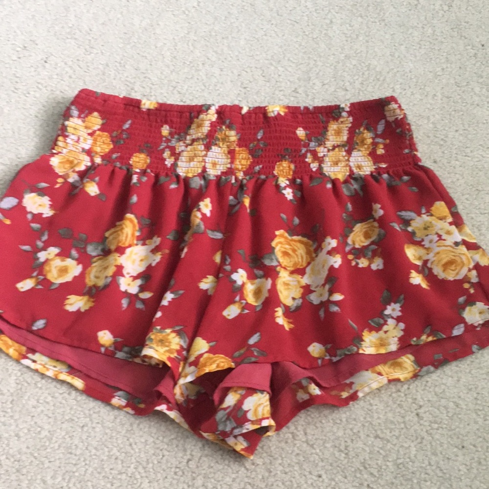 Forever 21 red floral shorts